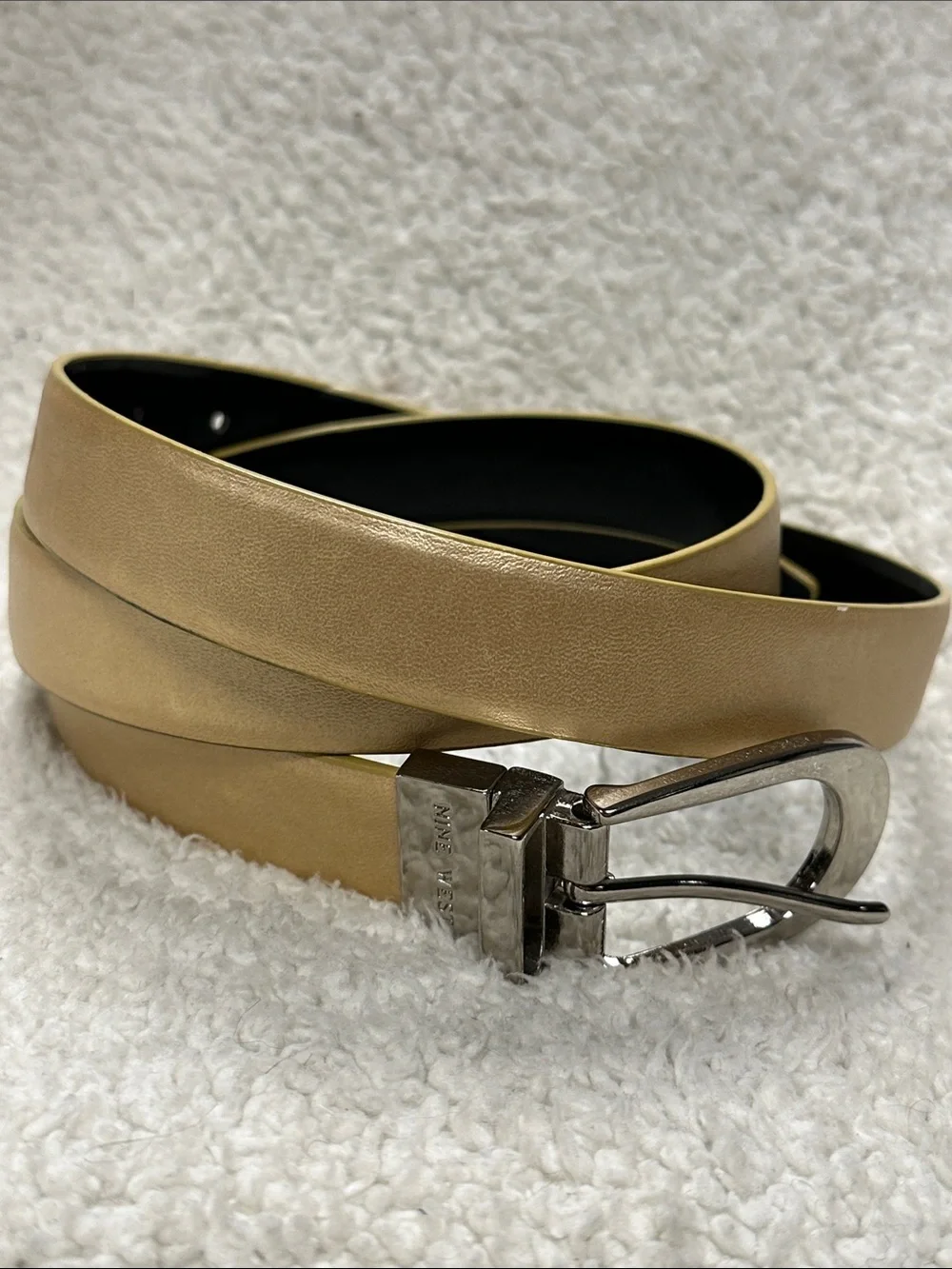 Nine West reversible gold and black belt, synthetic leather, Very Good  Size XL